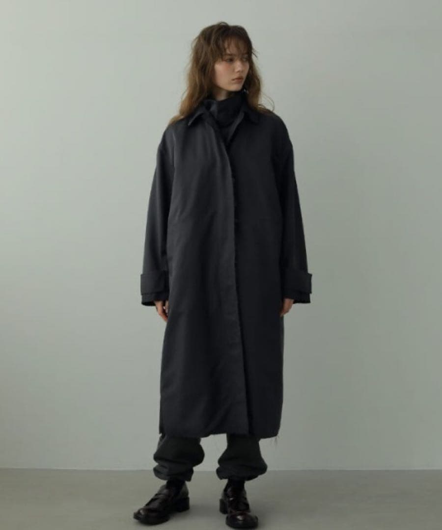 【美品】ETRÉ TOKYO ダブルカラーステンカラーコート 黒 定価4.6万円