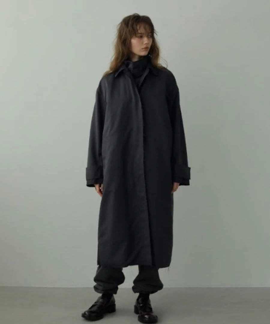 【美品】ETRÉ TOKYO ダブルカラーステンカラーコート 黒 定価4.6万円
