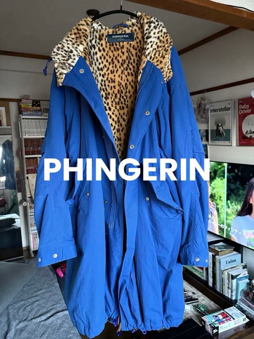【最終値下げ】PHINGERIN モッズコート ブルー レオパード柄