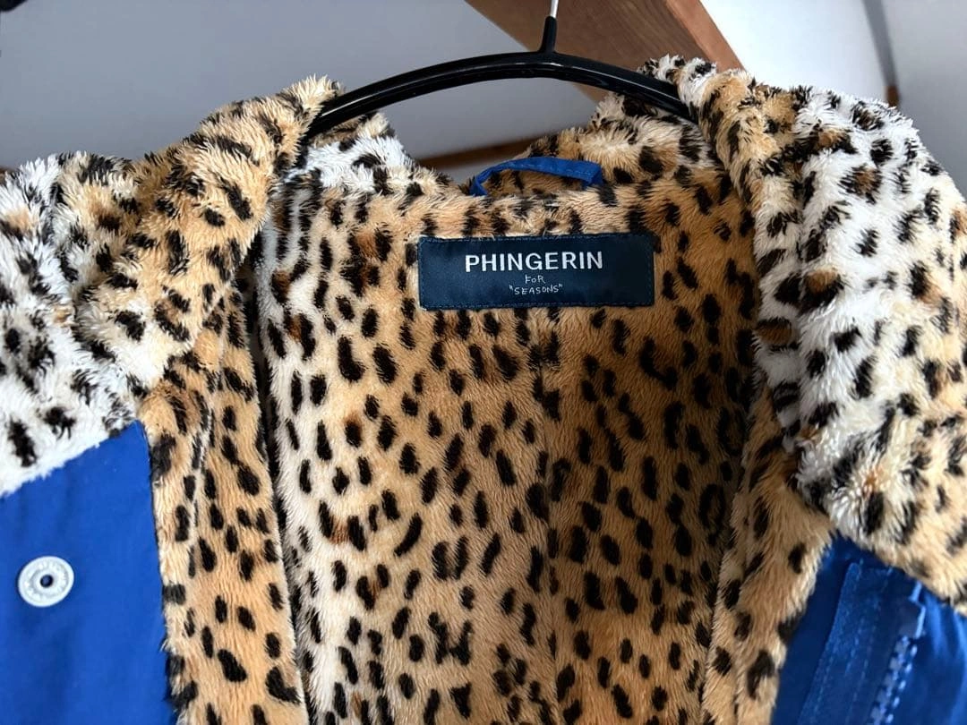 【最終値下げ】PHINGERIN モッズコート ブルー レオパード柄の写真4枚目