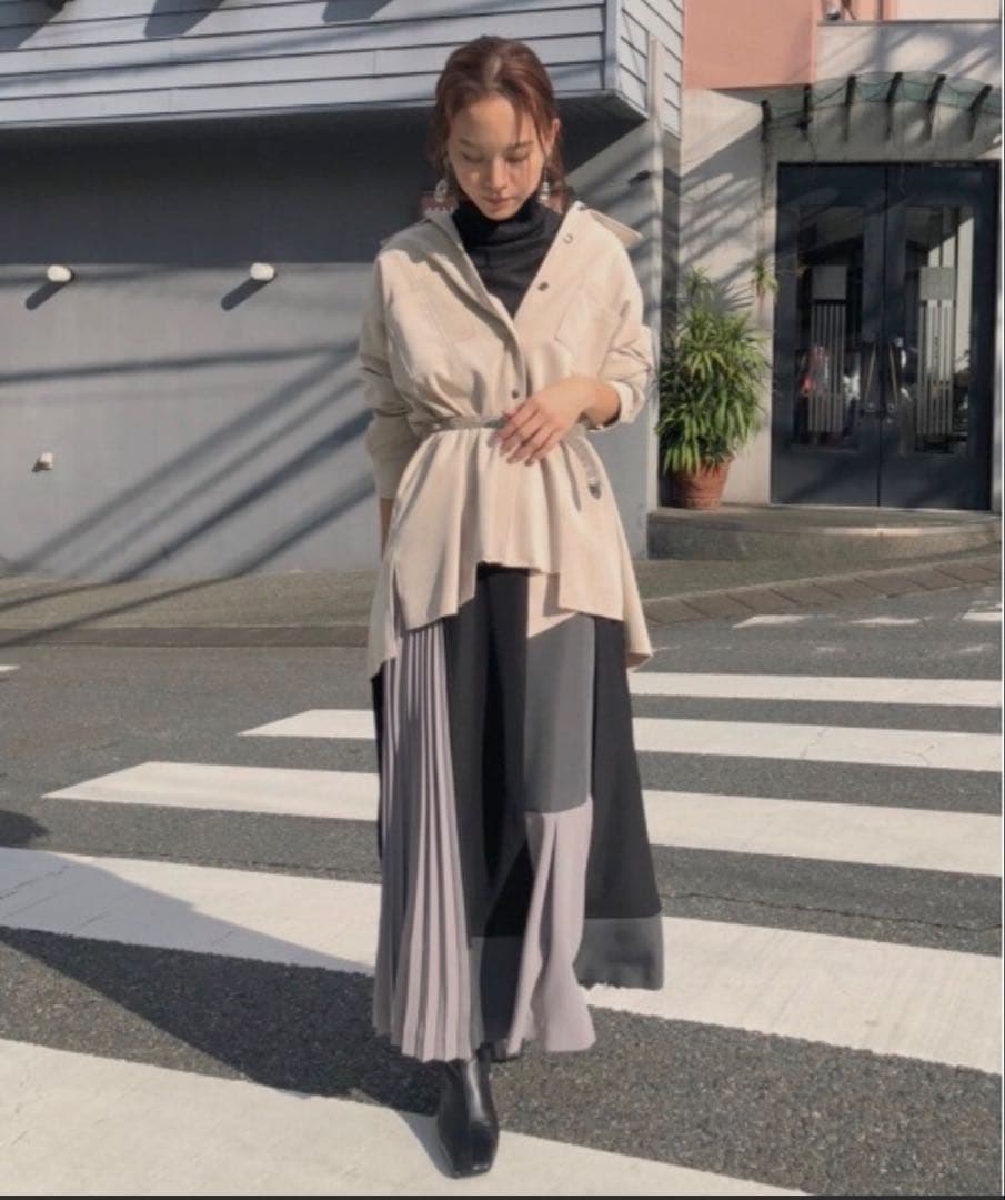 配色切り替えプリーツロングスカートの写真3枚目