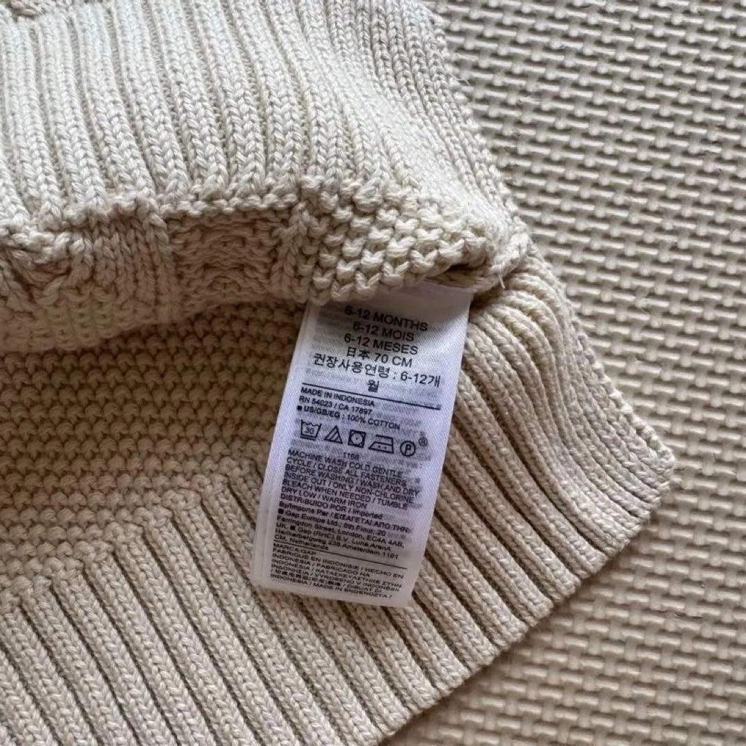 baby GAP ケーブルニット セーター アイボリー70cm 6-12カ月新品の写真7枚目