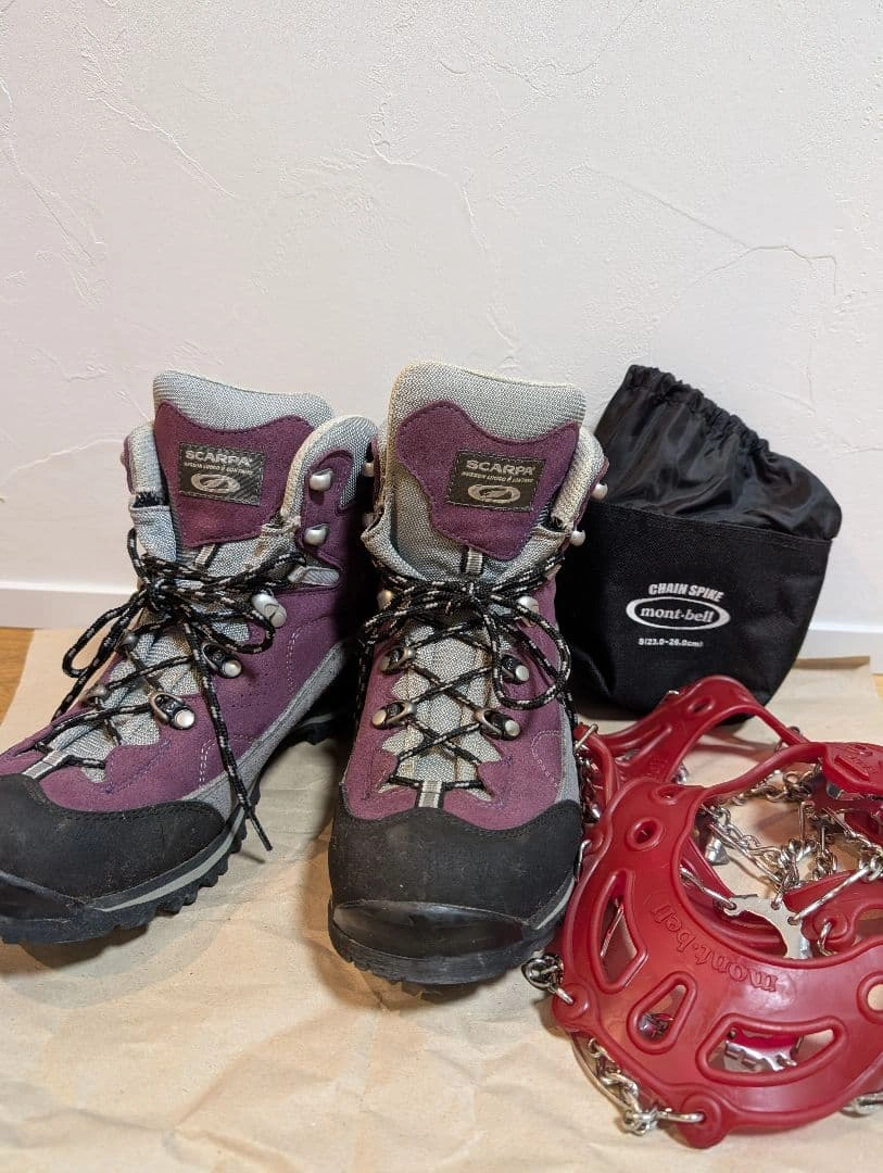 SCARPA 登山靴 レディース 39 mont-bellチェーンスパイク付