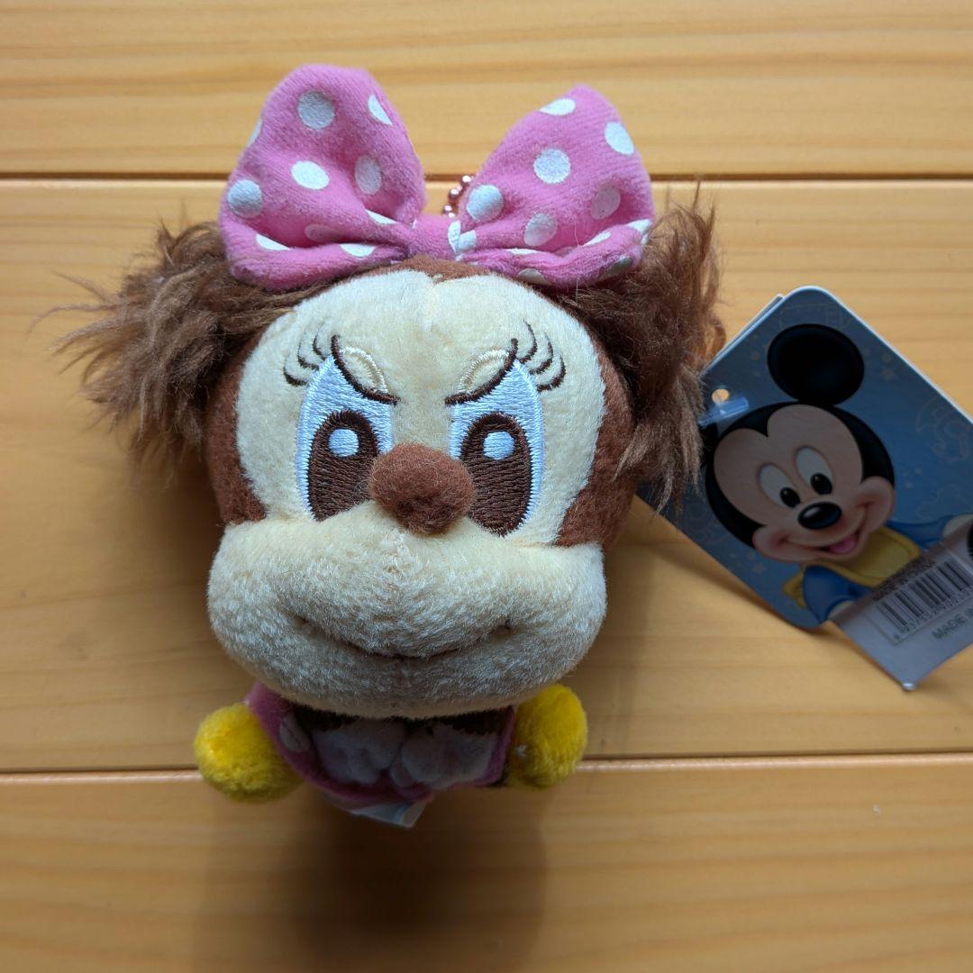 【タグ付き】ディズニーベビー ミニーマウス ぬいぐるみマスコット ドットリボン