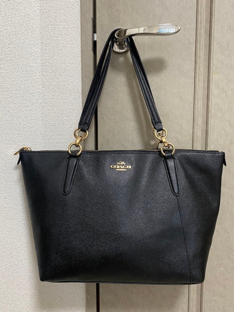 【美品】COACH コーチ クロスグレーンレザー ジップ トップ トートバッグ