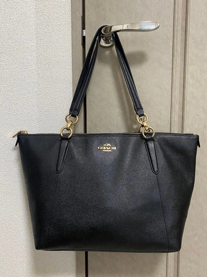 【美品】COACH コーチ クロスグレーンレザー ジップ トップ トートバッグ