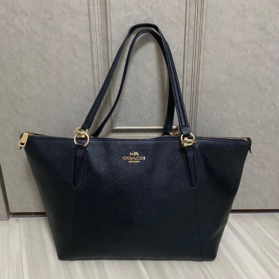 【美品】COACH コーチ クロスグレーンレザー ジップ トップ トートバッグの写真2枚目