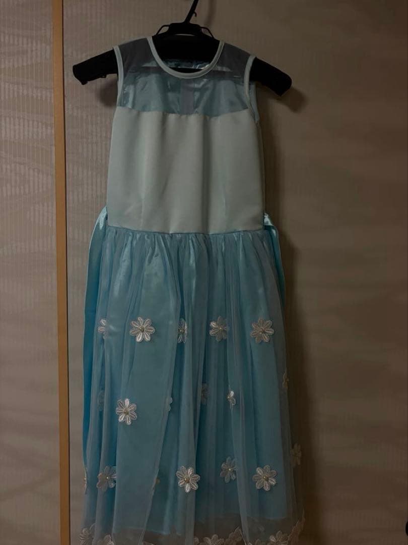 KODOMODRESS キッズドレス ライトブルー 花柄刺繍
