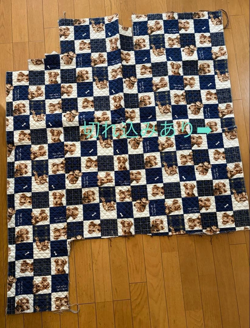 108cm×80cm 犬柄チェック柄 キルティング 生地 布地 ハンドメイド素材の写真3枚目