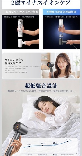 【新品未使用】速乾 大風量 ヘアドライヤー 1300W 高濃度マイナスイオンの写真4枚目