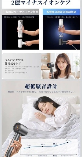 【新品未使用】速乾 大風量 ヘアドライヤー 1300W 高濃度マイナスイオンの写真4枚目