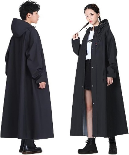 新品 レインコート 自転車用 XL 黒 リュック対応 ロング丈 男女兼用