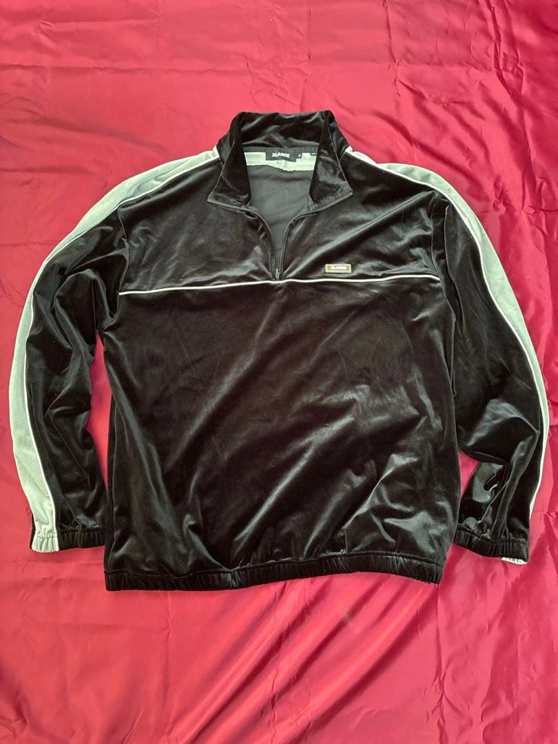 XLARGE エクストララージ ベロア ハーフジップ トラックジャケットXL 黒