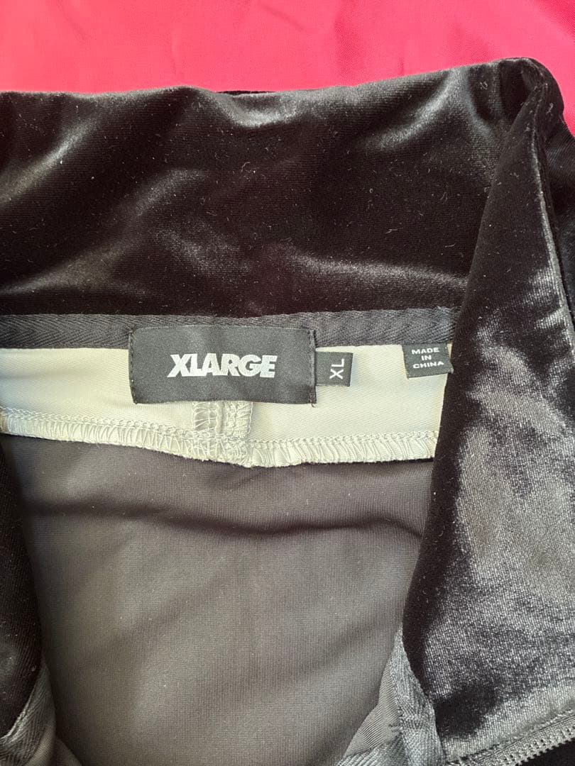 XLARGE エクストララージ ベロア ハーフジップ トラックジャケットXL 黒の写真2枚目