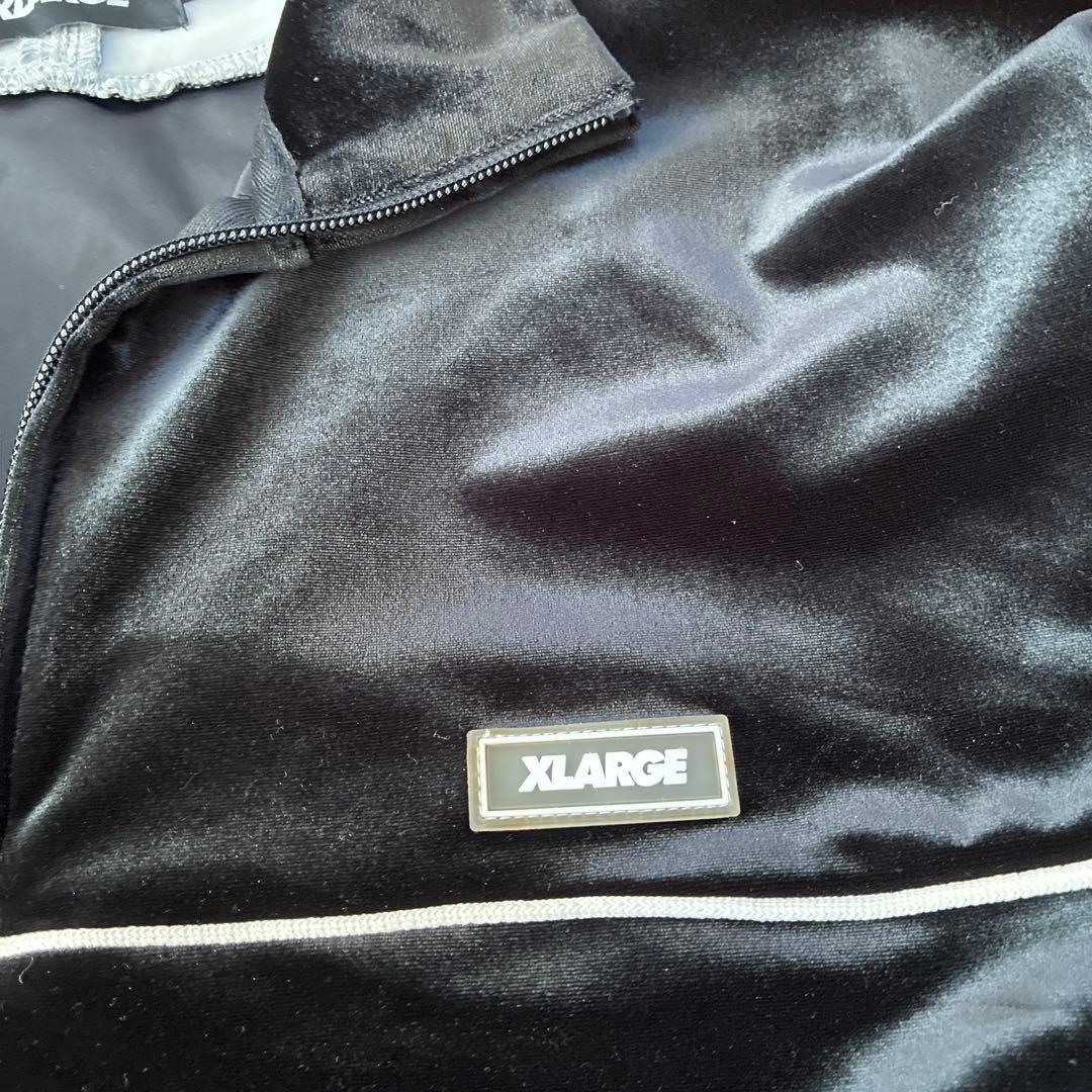 XLARGE エクストララージ ベロア ハーフジップ トラックジャケットXL 黒の写真5枚目