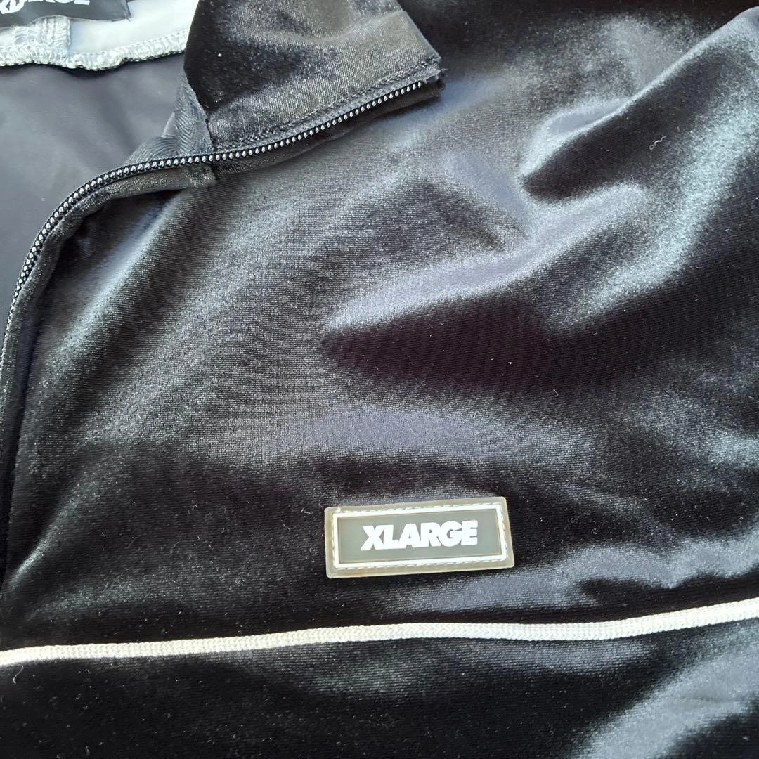 XLARGE エクストララージ ベロア ハーフジップ トラックジャケットXL 黒の写真5枚目