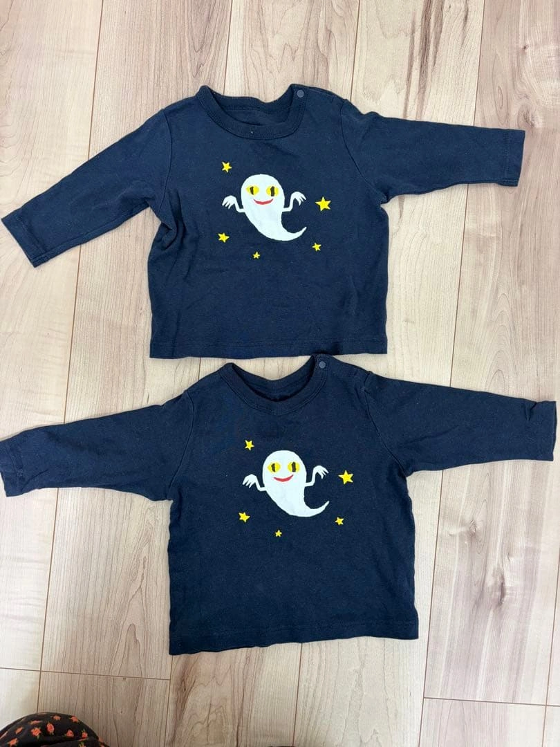 ユニクロ ねないこだれだ おばけ 長袖Tシャツ 80cm 2枚 双子の写真2枚目