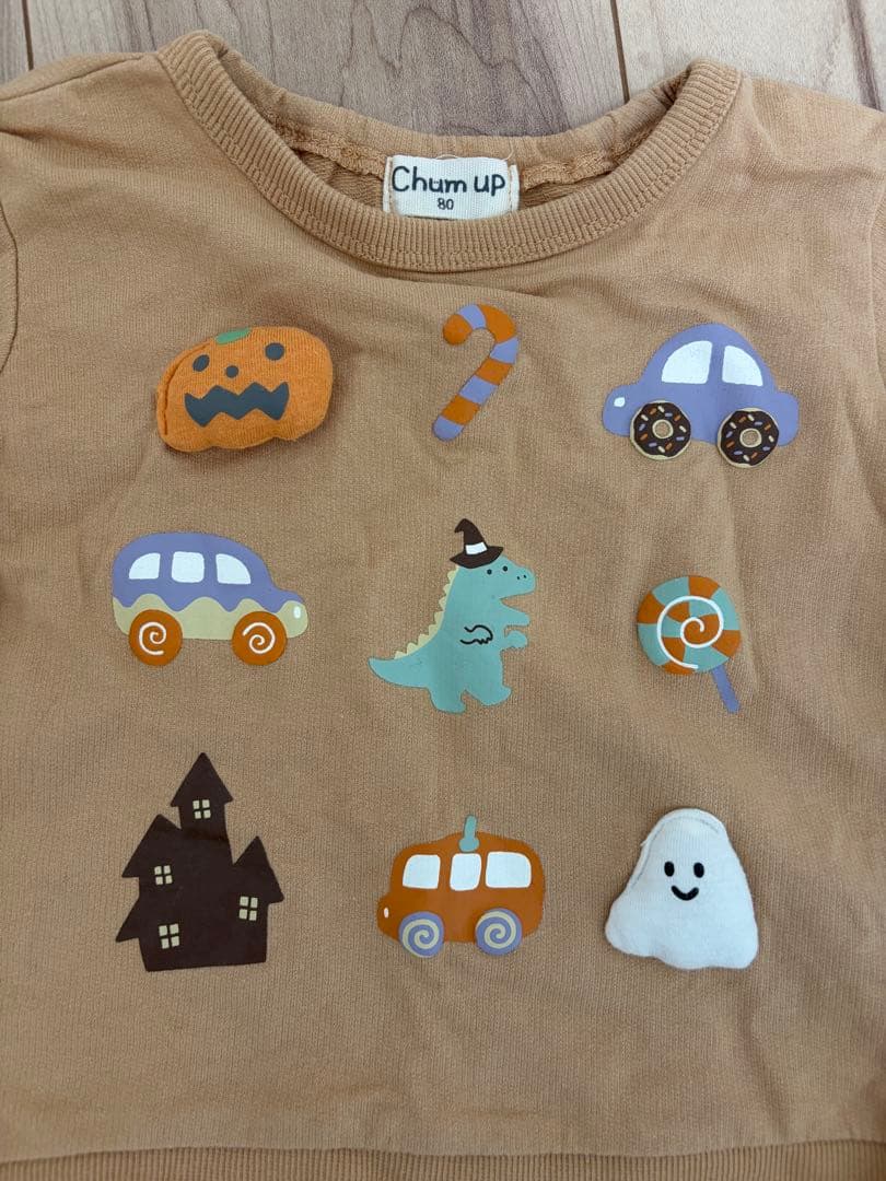 Chum up ハロウィン トレーナー 80cm 2枚セット 双子 おばけ 恐竜の写真4枚目