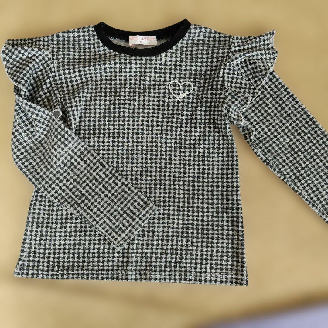 POPS LEMON チェック柄 フリル 長袖カットソー 130cmの写真2枚目