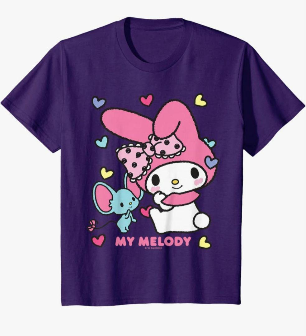 マイメロディ パープルキッズ　USデザイン リボン Tシャツ
