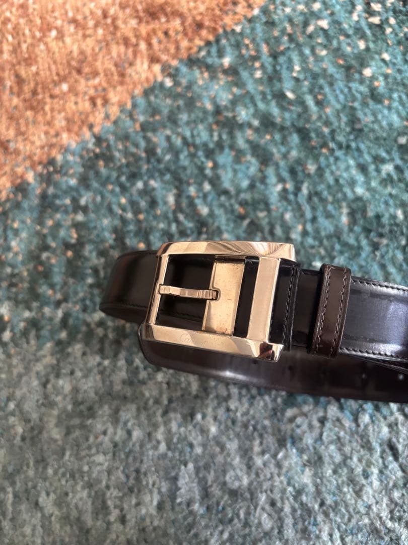 Cartier カルティエ メンズ レザー リバーシブル ベルト 黒茶の写真2枚目
