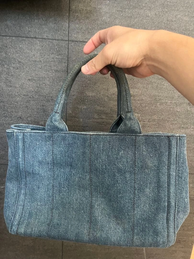 PRADA デニム カナパ バッグ ビジュー スタッズ ショルダー付の写真2枚目