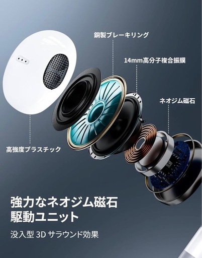 【新品】Type-C 有線 イヤホン クリア通話 雑音なし マイク付き HIFI 音質 装着軽量の写真2枚目