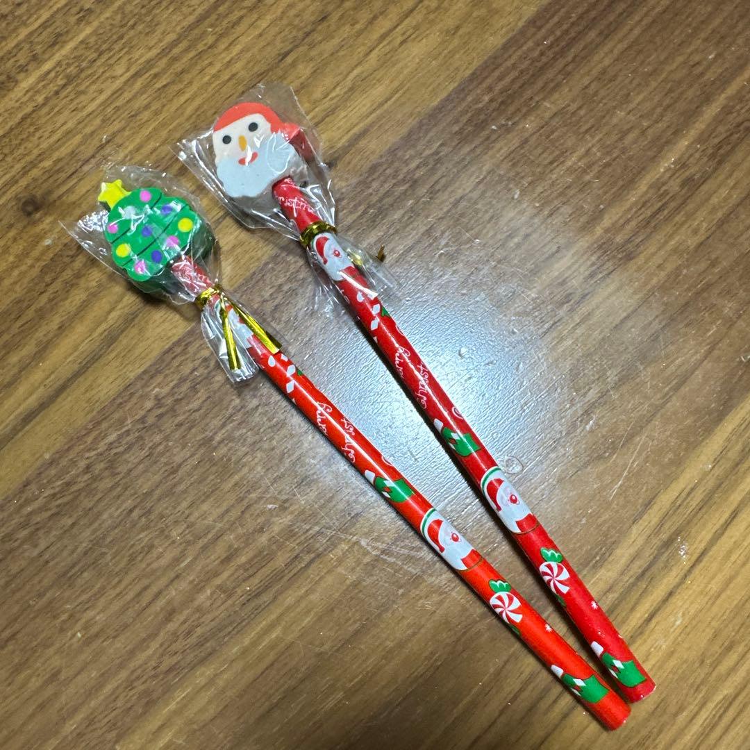 クリスマス サンタ ツリー 消しゴム付き鉛筆 セット