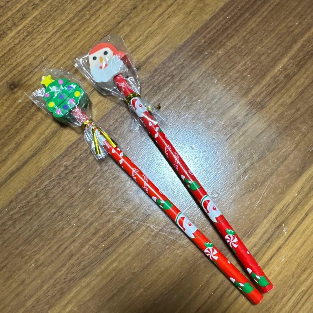 クリスマス サンタ ツリー 消しゴム付き鉛筆 セット