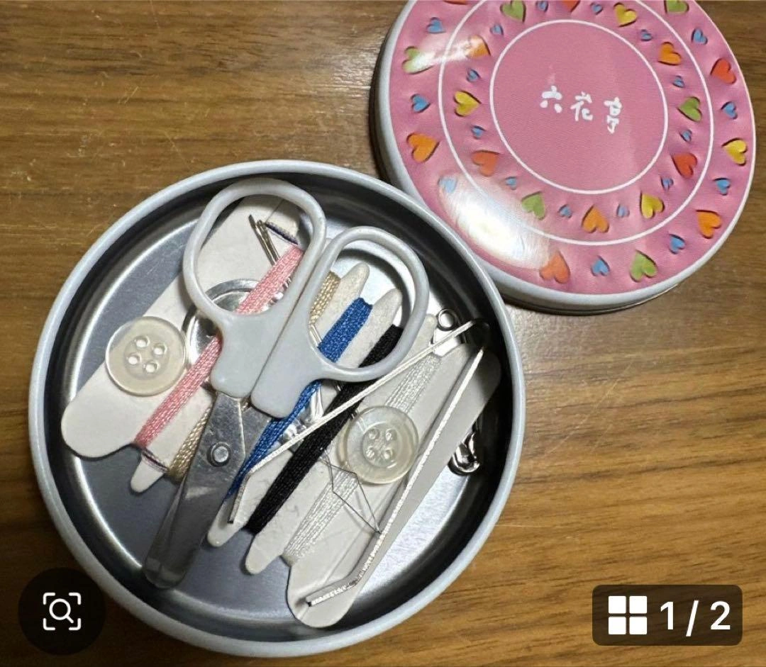 六花亭バレンタイン限定ラウンドハート 空缶 裁縫セット