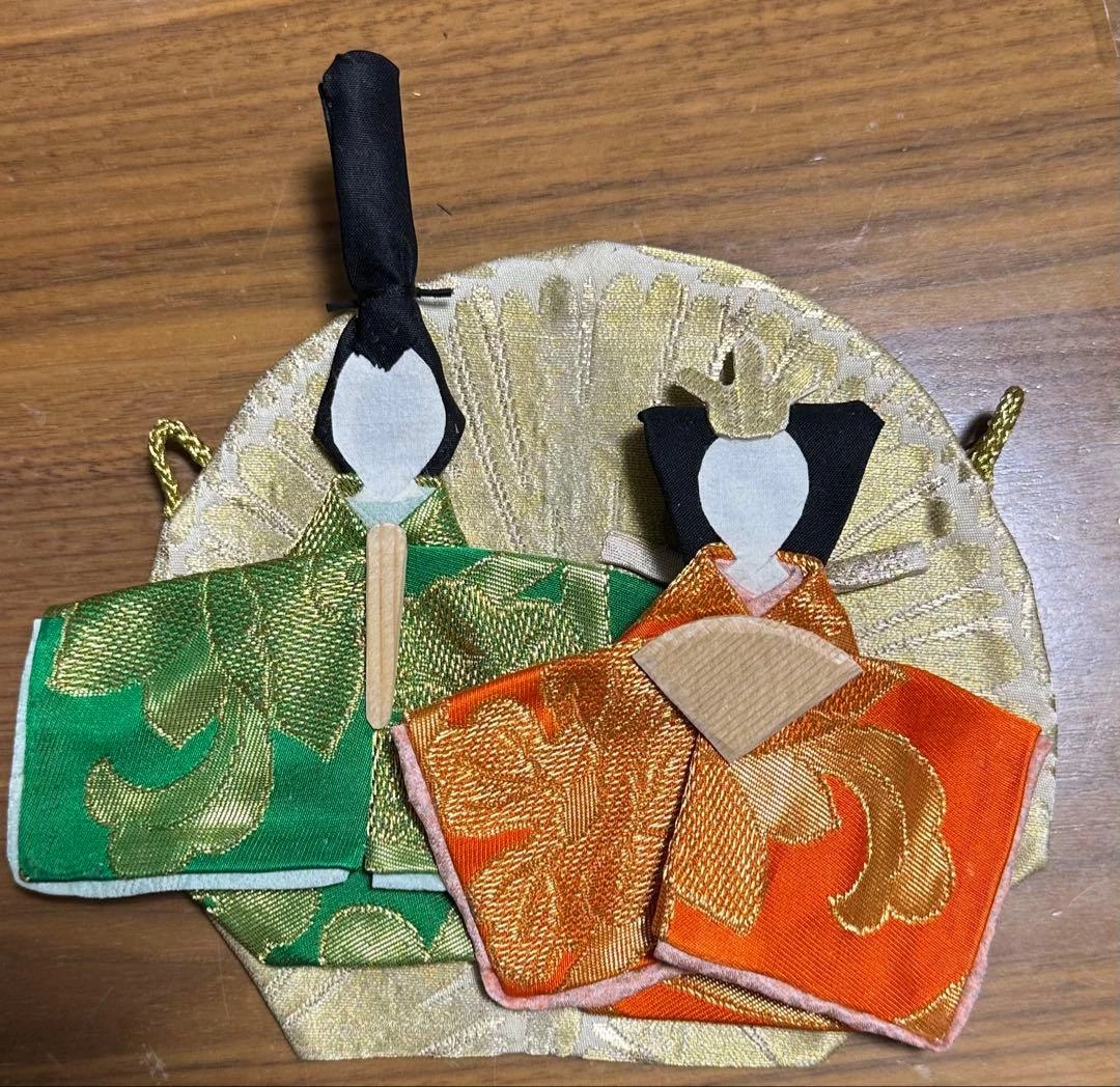 雛飾り 豪華正絹帯リメイク 別売タペストリー¥1650の写真2枚目