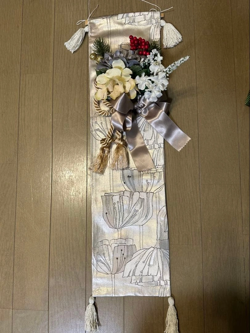 雛飾り 豪華正絹帯リメイク 別売タペストリー¥1650の写真6枚目