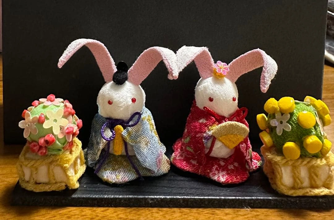新品 うさぎの雛人形 立ち雛 飾り物 ハンドメイド