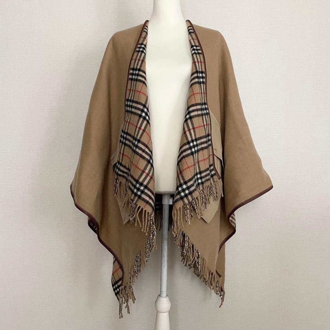 Burberry チェック ノバチェック ウールケープ 英国風 クラシカル