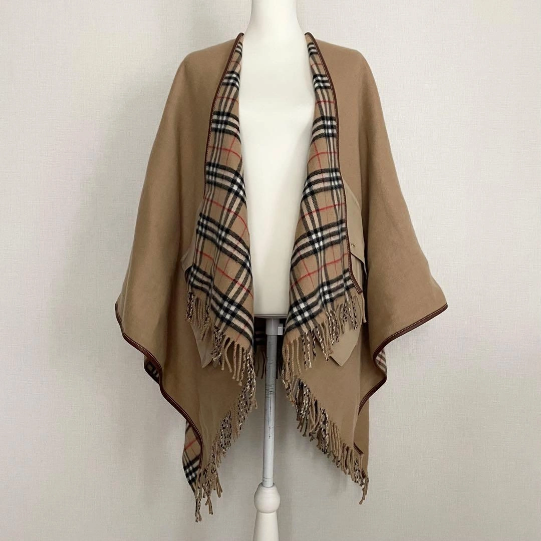 Burberry チェック ノバチェック ウールケープ 英国風 クラシカル