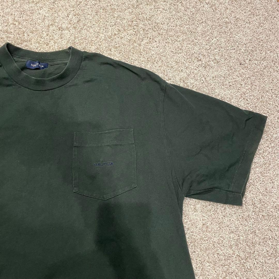 NAUTICA ノーティカ バックプリントTシャツ 国旗 刺繍 レア 胸ポケットの写真4枚目