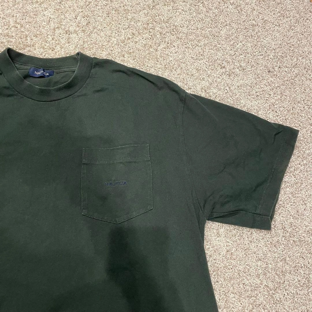 NAUTICA ノーティカ バックプリントTシャツ 国旗 刺繍 レア 胸ポケットの写真4枚目