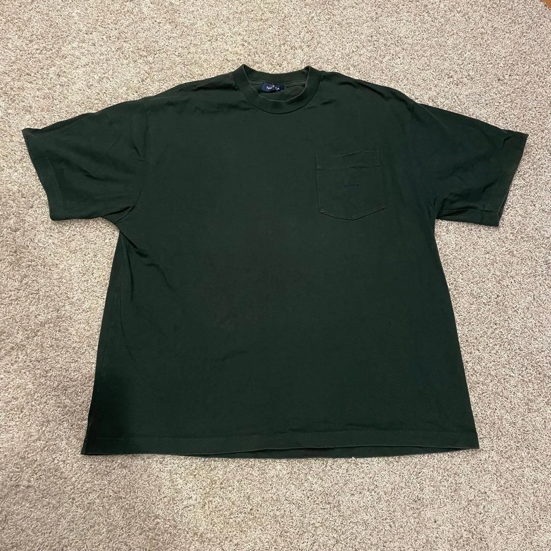 NAUTICA ノーティカ バックプリントTシャツ 国旗 刺繍 レア 胸ポケットの写真5枚目
