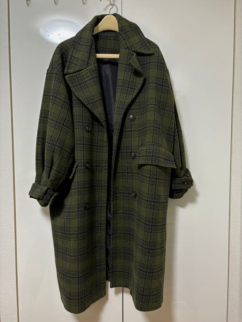 セレクトモカ ロングコート チェックコート グリーン