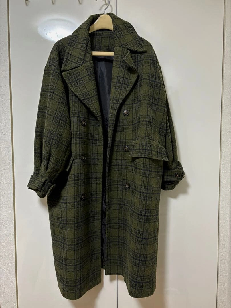 セレクトモカ ロングコート チェックコート グリーン