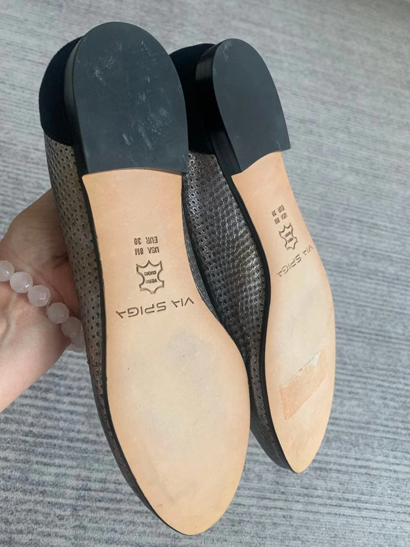 未使用 Via Spiga いぶしシルバーメタリック バレエシューズ 39の写真7枚目
