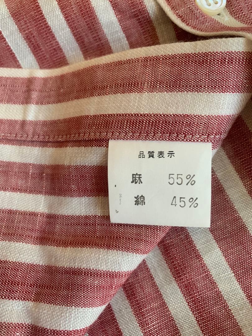 新品タグ付　銀座　大和屋シャツ店　綿麻　ストライプ　Mの写真6枚目