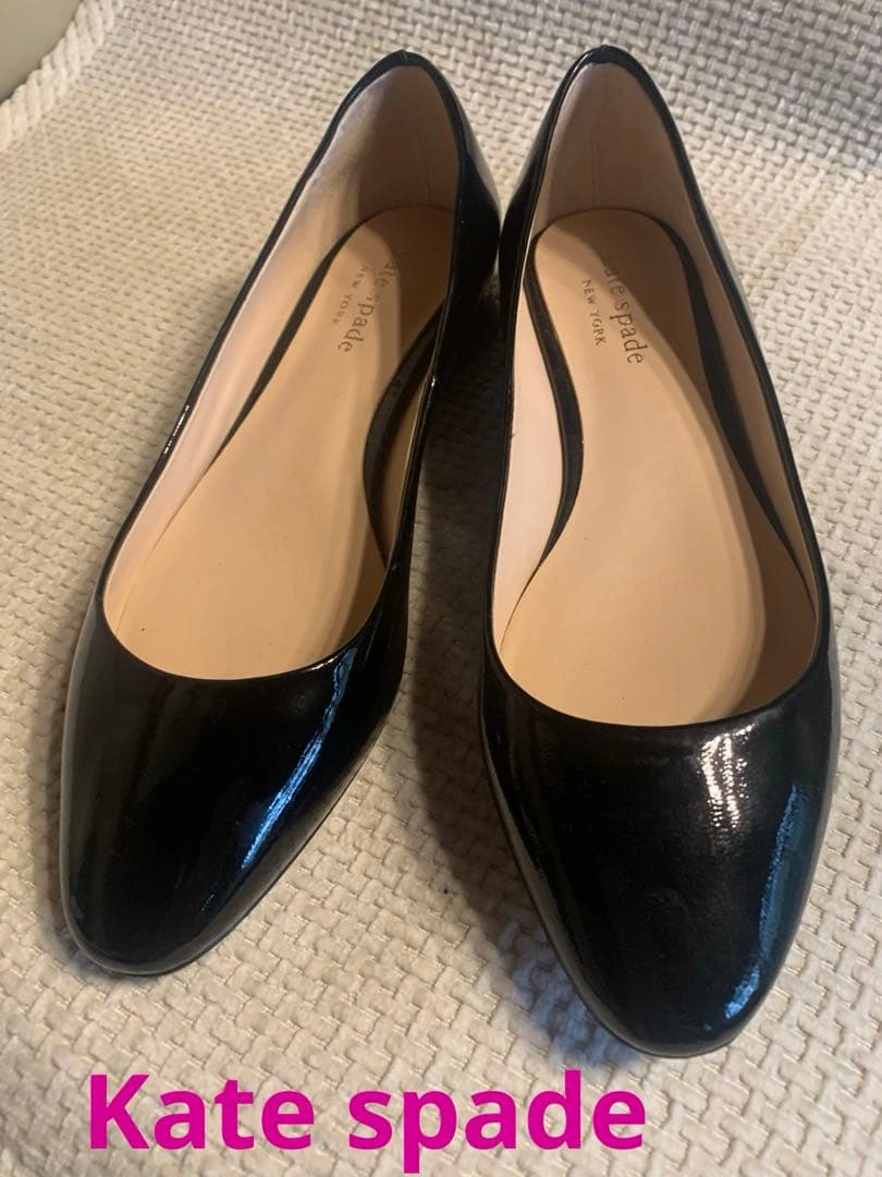 美品 kate spade NEW YORK エナメル フラット ブラック 5M