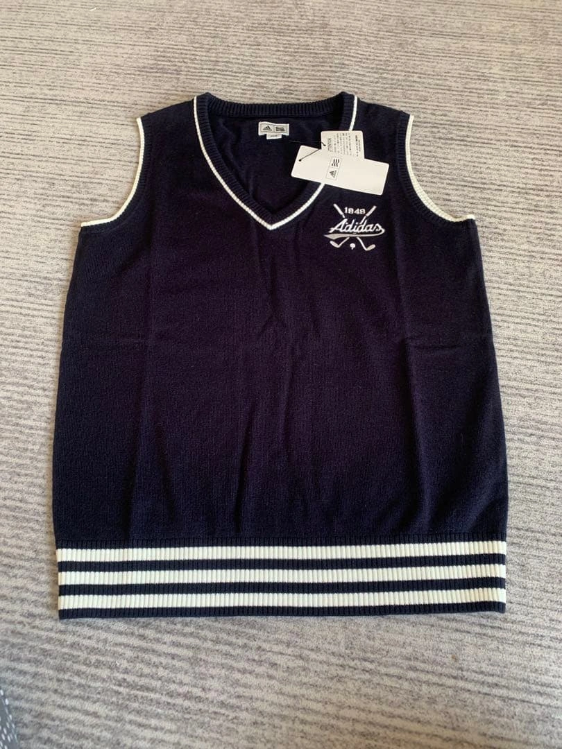 新品タグ付 adidas レディース ゴルフ ベスト ネイビー M