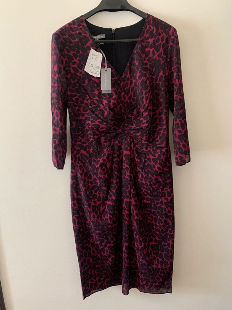 LAURA ASHLEY シルク ワインレオパード ワンピース 新品タグ付 11