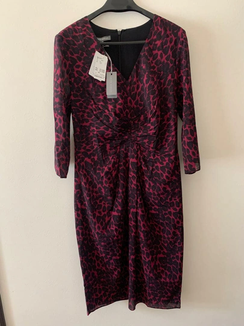 LAURA ASHLEY シルク ワインレオパード ワンピース 新品タグ付 11