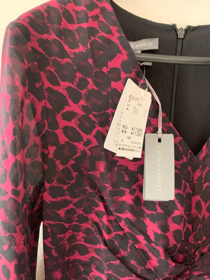 LAURA ASHLEY シルク ワインレオパード ワンピース 新品タグ付 11の写真8枚目