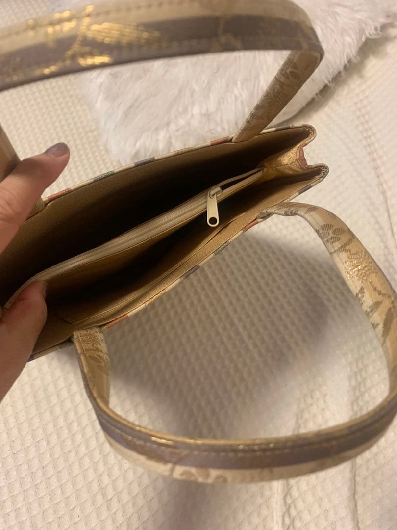 和装用 ハンドバッグ ストライプ 花柄 金糸の写真3枚目