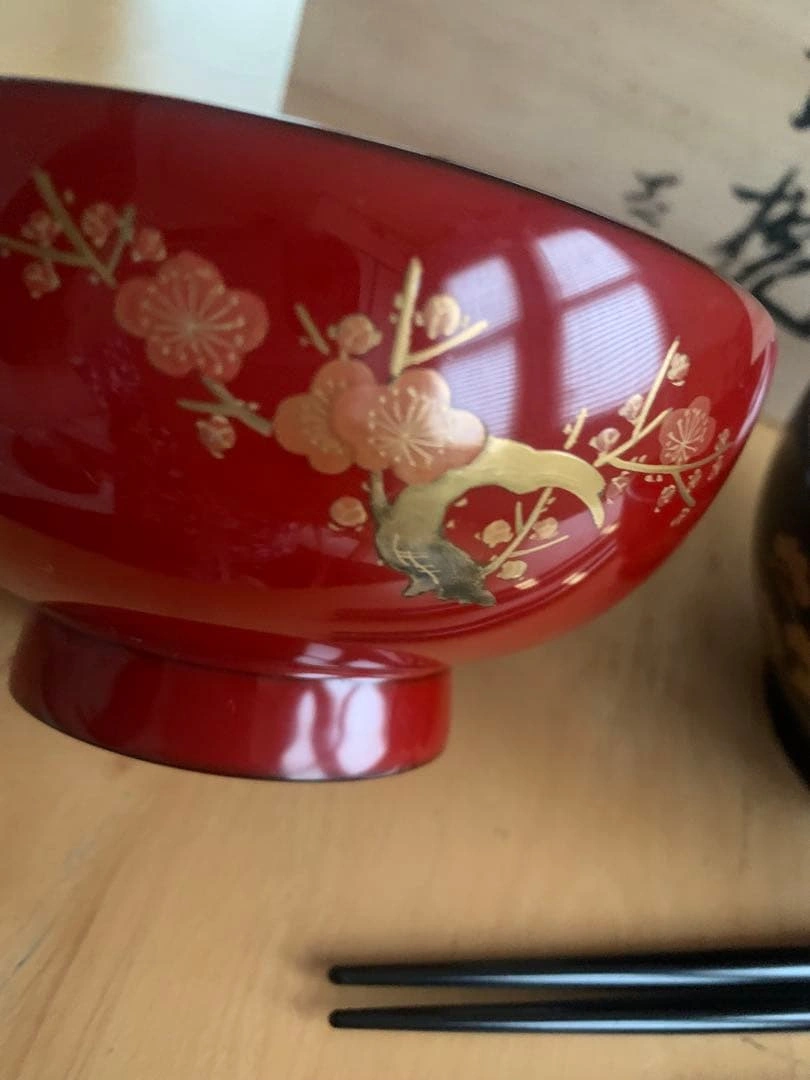 未使用 輪島塗 蒔絵 夫婦椀 夫婦箸 セット 西久保田漆器店の写真2枚目