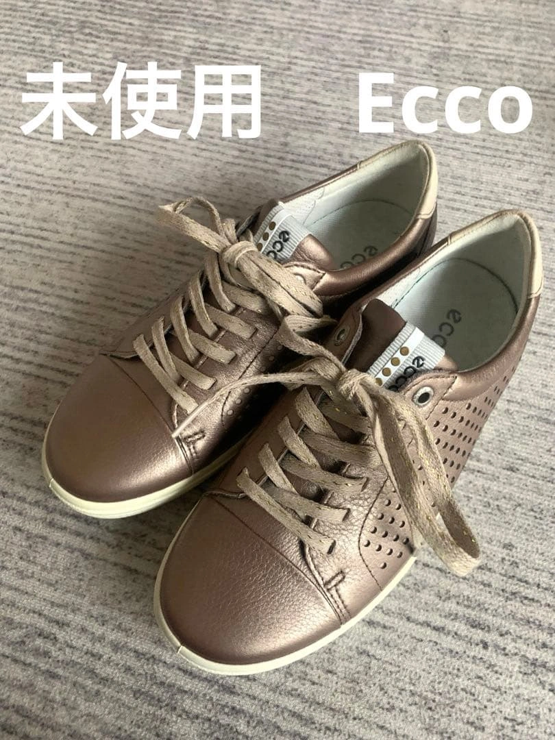 未使用 ecco レディース ゴルフシューズ メタリックブロンズ 36